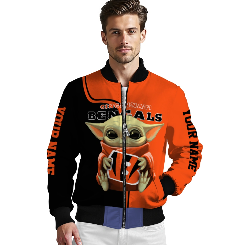 customized cincinnati bengals adorable yoda orange black bomber jacket high quality customized cincinnati bengals adorable yoda orange black bomber jacket high quality