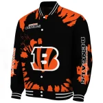 customized cincinnati bengals burst splatter orange varsity jacket best selling