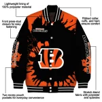 customized cincinnati bengals burst splatter orange varsity jacket best selling
