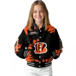 customized cincinnati bengals burst splatter orange varsity jacket best selling
