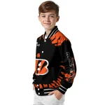 customized cincinnati bengals burst splatter orange varsity jacket best selling