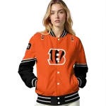 customized cincinnati bengals chevron style orange varsity jacket best selling