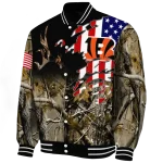 customized cincinnati bengals patriot deer camouflage varsity jacket best selling