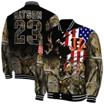 customized cincinnati bengals patriot deer camouflage varsity jacket best selling