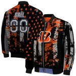 customized cincinnati bengals star stripes orange black bomber jacket best selling