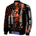 customized cincinnati bengals star stripes orange black bomber jacket best selling