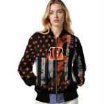 customized cincinnati bengals star stripes orange black bomber jacket best selling