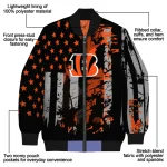 customized cincinnati bengals star stripes orange black bomber jacket best selling