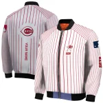 customized cincinnati reds athlete pinstripes white bomber jacket best selling