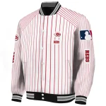 customized cincinnati reds athlete pinstripes white varsity jacket best selling