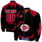 customized cincinnati reds burst splatter red bomber jacket best selling