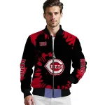 customized cincinnati reds burst splatter red bomber jacket best selling