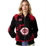 customized cincinnati reds burst splatter red bomber jacket best selling
