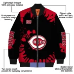 customized cincinnati reds burst splatter red bomber jacket best selling