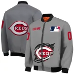 customized cincinnati reds claw rend grey bomber jacket best selling