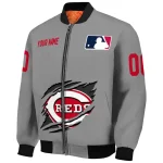 customized cincinnati reds claw rend grey bomber jacket best selling