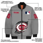 customized cincinnati reds claw rend grey bomber jacket best selling