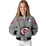 customized cincinnati reds claw rend grey bomber jacket best selling