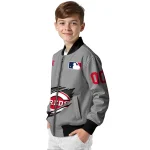 customized cincinnati reds claw rend grey bomber jacket best selling