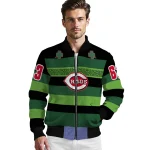customized cincinnati reds clover green lines green black bomber jacket best selling