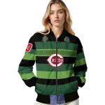 customized cincinnati reds clover green lines green black bomber jacket best selling