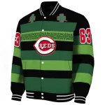 customized cincinnati reds clover green lines green black varsity jacket best selling
