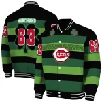 customized cincinnati reds clover green lines green black varsity jacket best selling