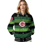 customized cincinnati reds clover green lines green black varsity jacket best selling