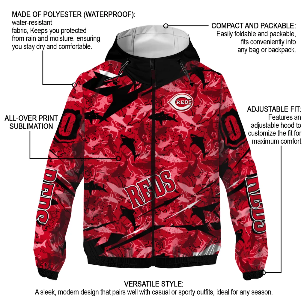customized cincinnati reds shark art red windbreaker jacket new arrival customized cincinnati reds shark art red windbreaker jacket new arrival