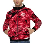 customized cincinnati reds shark art red windbreaker jacket best selling