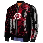 customized cincinnati reds star stripes red black bomber jacket best selling