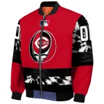 customized cincinnati reds stealie skull red black bomber jacket best selling