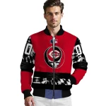 customized cincinnati reds stealie skull red black bomber jacket best selling