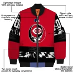 customized cincinnati reds stealie skull red black bomber jacket best selling