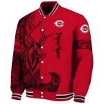 customized cincinnati reds tribal deer art red varsity jacket best selling