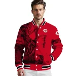 customized cincinnati reds tribal deer art red varsity jacket best selling