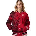 customized cincinnati reds tribal deer art red varsity jacket best selling