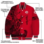 customized cincinnati reds tribal deer art red varsity jacket best selling