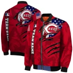 customized cincinnati reds us flag claws red bomber jacket best selling