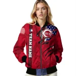 customized cincinnati reds us flag claws red bomber jacket best selling
