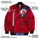 customized cincinnati reds us flag claws red bomber jacket best selling