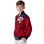 customized cincinnati reds us flag claws red bomber jacket best selling