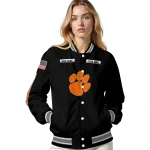 customized clemson tigers american flag skull black varsity jacket best selling