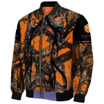customized clemson tigers antlers motif orange black bomber jacket best selling
