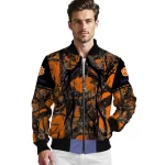 customized clemson tigers antlers motif orange black bomber jacket best selling