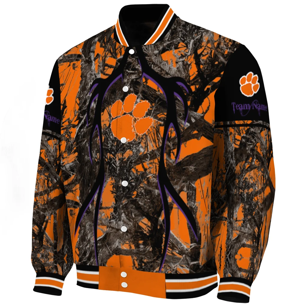 customized clemson tigers antlers motif orange black varsity jacket best selling customized clemson tigers antlers motif orange black varsity jacket best selling