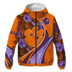 customized clemson tigers blossoms helmet orange windbreaker jacket best selling