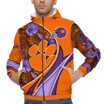 customized clemson tigers blossoms helmet orange windbreaker jacket best selling