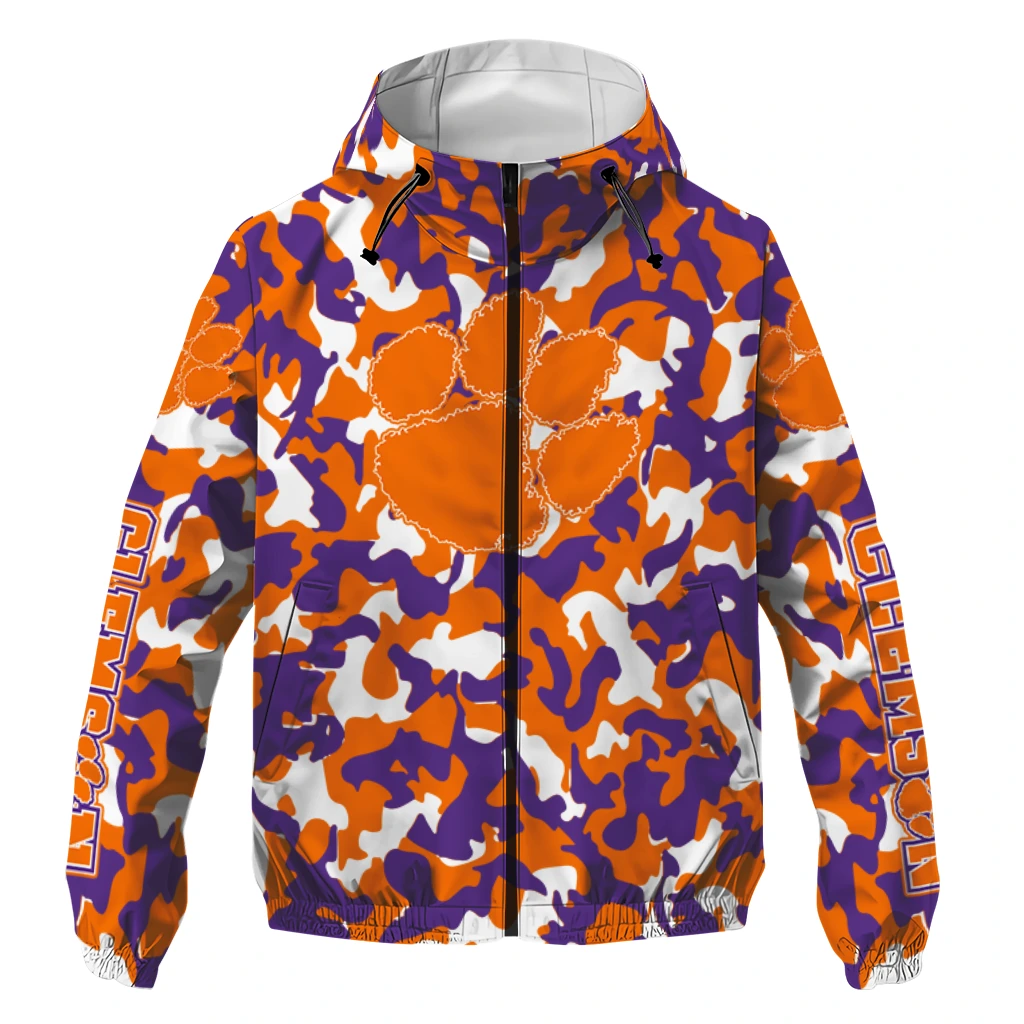 customized clemson tigers camouflage mashup orange windbreaker jacket best selling customized clemson tigers camouflage mashup orange windbreaker jacket best selling