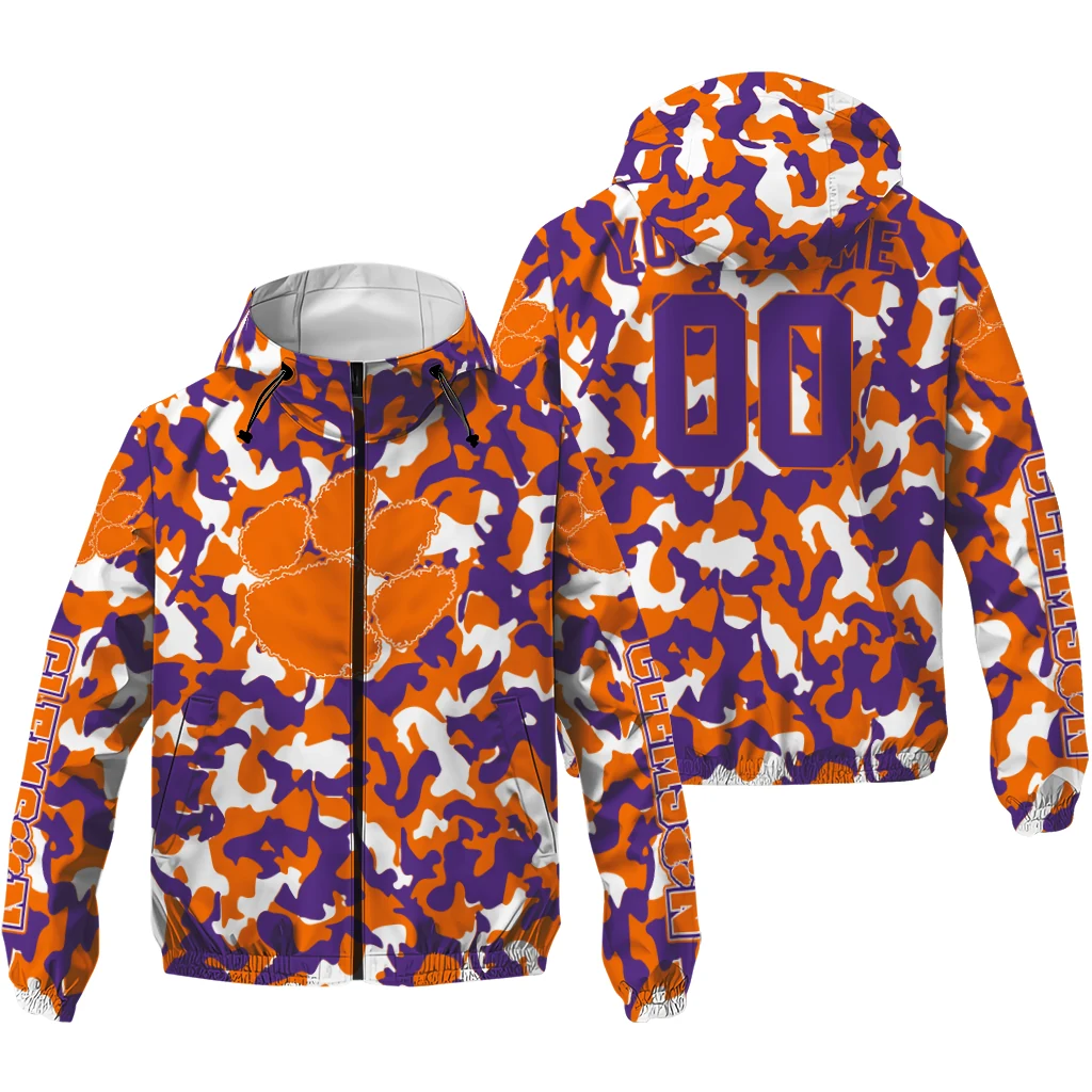 customized clemson tigers camouflage mashup orange windbreaker jacket high quality customized clemson tigers camouflage mashup orange windbreaker jacket high quality